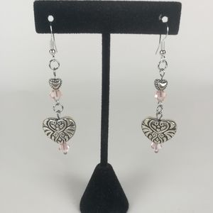 OOAK elegant dangle heart earrings romantic love valentine's day